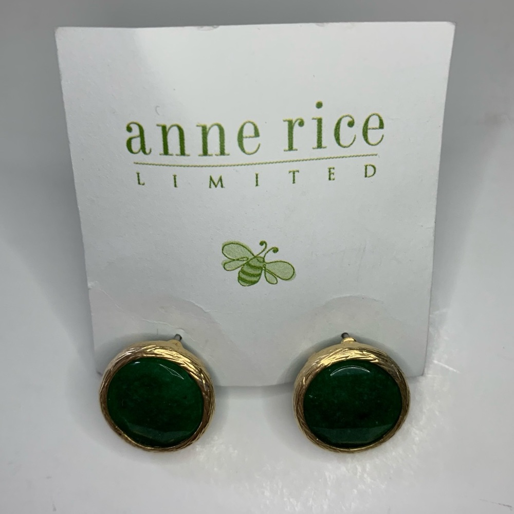 Anne Rice Green Gold Circle Earrings